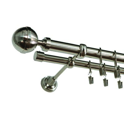 Karnisz podwójny ZEUS Ø25, 160 cm kula nikiel