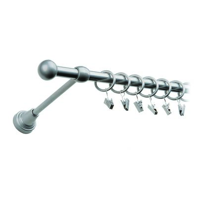 Karnisz pojedynczy motyw kuty Ø16, 160 cm srebro mat kulka