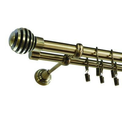 Karnisz podwójny ZEUS Ø25, 160 cm luka złoto