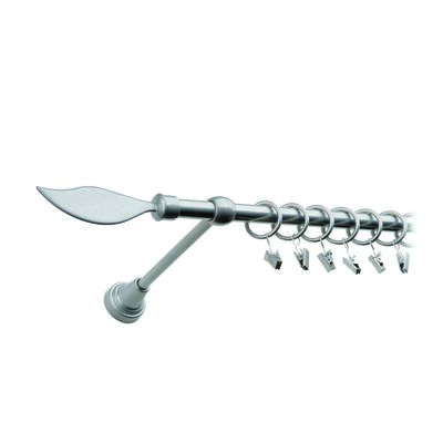 Karnisz pojedynczy motyw kuty Ø16, 160 cm srebro mat płomyk