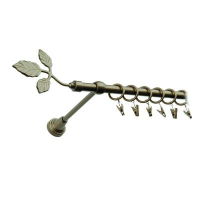 Karnisz pojedynczy motyw kuty Ø16, 200 cm stare złoto liść