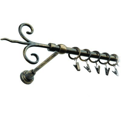 Karnisz pojedynczy motyw kuty Ø16, 200 cm czarno-złoty fantazja