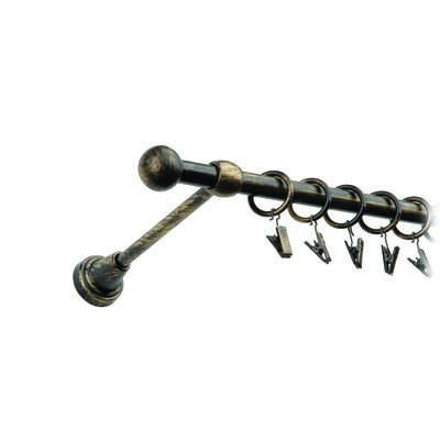 Karnisz pojedynczy motyw kuty Ø16, 160 cm czarno-złoty kulka