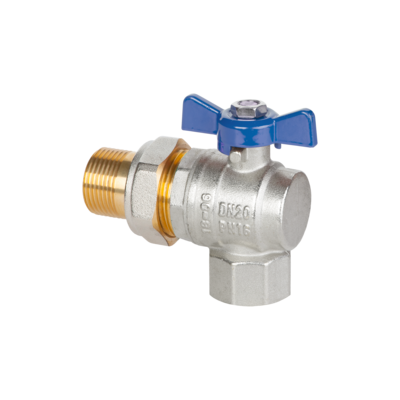 Zawór kulowy kątowy ze śrubunkiem z pokrętłem motylkowym 1/2