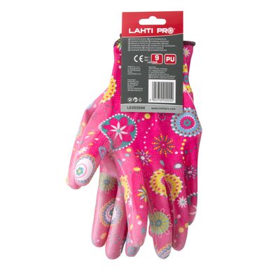 Rękawice ochronne powlekane poliuretanem LAHTI PRO różowe 8