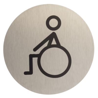 Oznaczenie WC niepełnosprawni ANO 75 mm inox