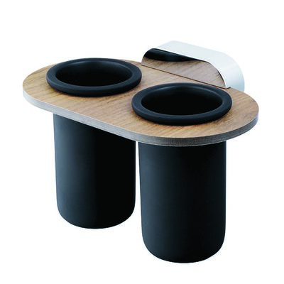 Szklanka podwójna Bergen drewno/chrom