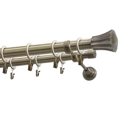 Karnisz podwójny 25/19 mm Rodos mosiądz antyczny 160 cm