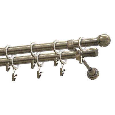 Karnisz podwójny 19/19 mm Pluton mosiądz antyczny 200 cm