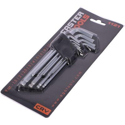 FASTER TOOLS Klucze imbusowe długie z kulką 9 sztuk