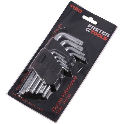 FASTER TOOLS Klucze imbusowe TORX z otworem 9 sztuk