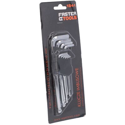 FASTER TOOLS Klucze imbusowe długie z kulką 9 sztuk