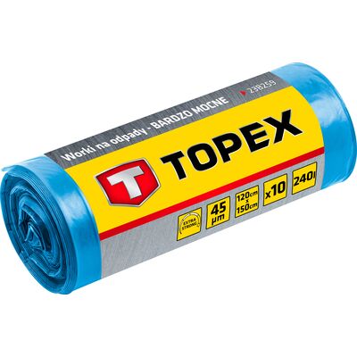 Worki na odpady 240 l niebieskie 45 mic TOPEX