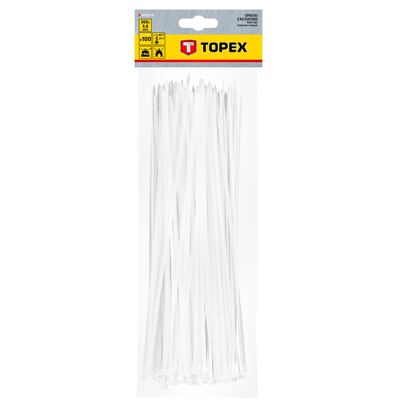 Opaska zaciskowa 3.6 x 300 mm 100 sztuk białe TOPEX