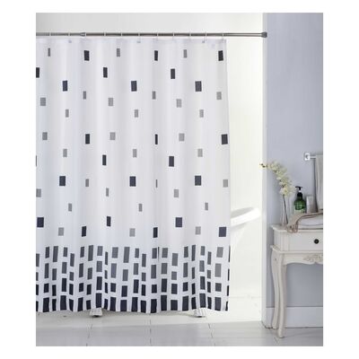 Zasłonka poliester 180 x 180 cm biało-czarna