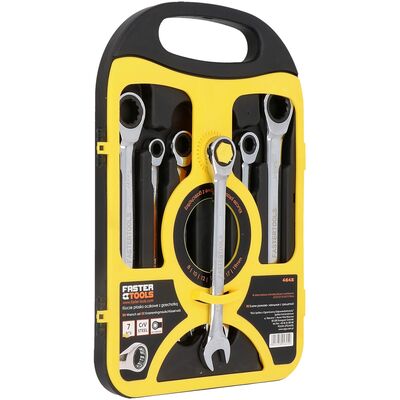 Klucz płasko-oczkowe z grzechotką 7 szt. FASTER TOOLS