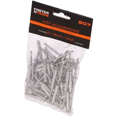 Nity aluminiowe 4,8 x 28 mm 50 sztuk FASTER TOOLS