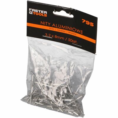 Nity aluminiowe 3,2 x 8 mm 50 sztuk FASTER TOOLS