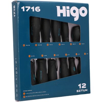 HIGO Zestaw wkrętaków 12cz.