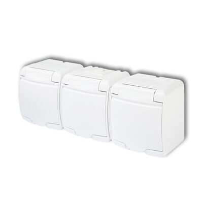 Gniazdo potrójne Hydrolux biały 3x2P+Z IP44