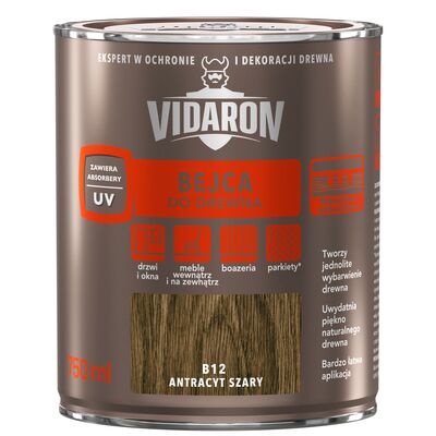 VIDARON Bejca do drewna Antracyt Szary B12 0,75 l