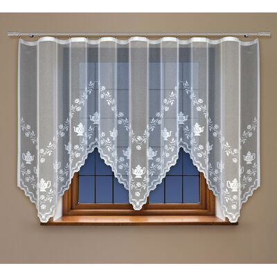 Firanka żakardowa odpasowana z wszytą taśmą marszczącą 150 x 300 cm