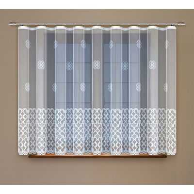 Firanka żakardowa odpasowana z wszytą taśmą marszczącą 160 x 300 cm