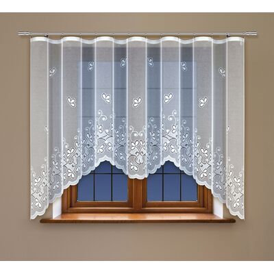 Firanka żakardowa odpasowana z wszytą taśmą marszczącą 160 x 300 cm