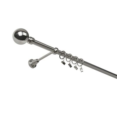 Karnisz metalowy 160 cm pojedynczy efekt stali Kula 19 mm