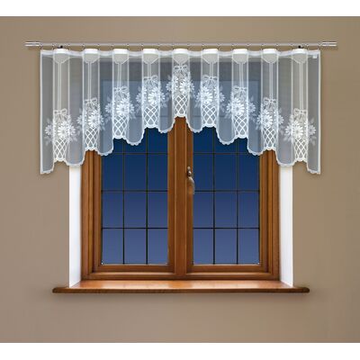 Firanka żakardowa odpasowana z wszytą taśmą marszczącą 90 x 300 cm