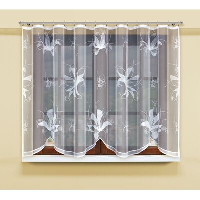 Firanka żakardowa odpasowana z wszytą taśmą marszczącą 160 x 300 cm