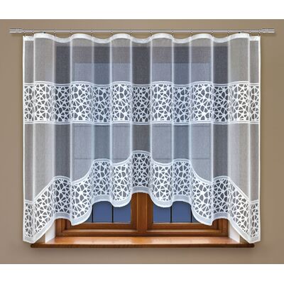 Firanka żakardowa odpasowana z wszytą taśmą marszczącą 160 x 300 cm