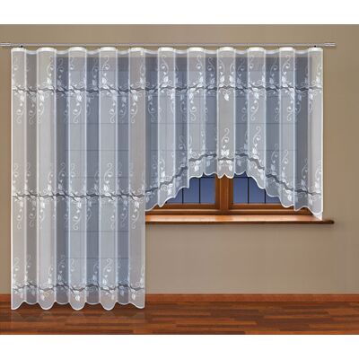 Firanka żakardowa odpasowana z wszytą taśmą marszczącą 250 x 200 cm