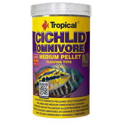 Pokarm dla ryb pływający Cichlid Omnivore Medium Pellet 500 ml / 180 g Tropical