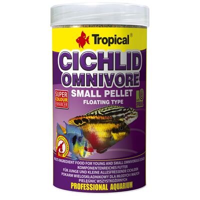 Pokarm dla ryb pływający Cichlid Omnivore Small Pellet 250 ml / 90 g Tropical