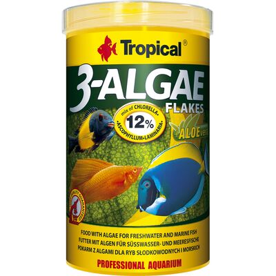 Pokarm dla ryb z algami 3-Algae Flakes 1000 ml / 200 g Tropical