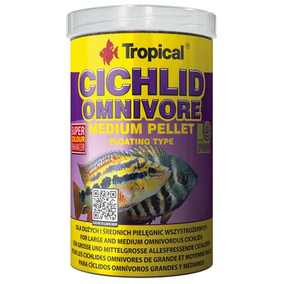 Pokarm dla ryb pływający Cichlid Omnivore Medium Pellet 1000 ml / 360 g Tropical
