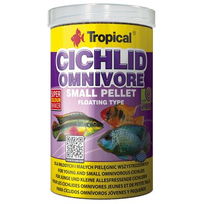 Pokarm dla ryb pływający Cichlid Omnivore Small Pellet 1000 ml / 360 g Tropical