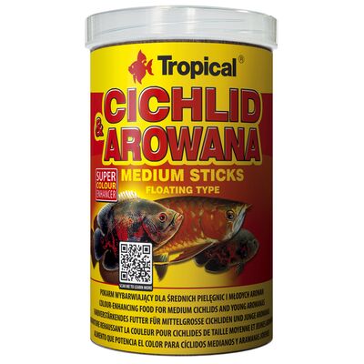 Pokarm dla ryb pływający Cichlid Arowana Medium Sticks 1000 ml / 360 g Tropical