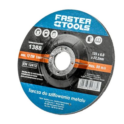 FASTER TOOLS Tarcza szlifierska do metalu 125 x 22,2 x 6 mm