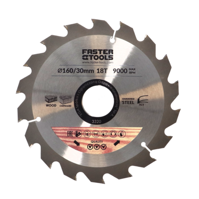 FASTER TOOLS Tarcza widiowa do drewna 160 x 30 mm 18z.