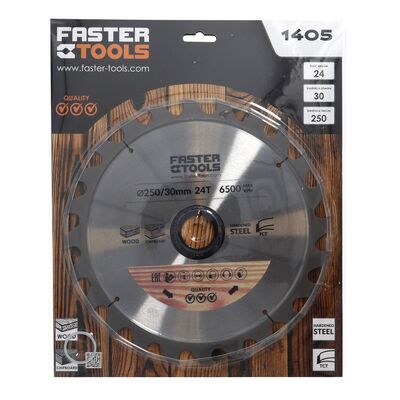 FASTER TOOLS Tarcza widiowa do drewna 250 x 30 mm 24z.
