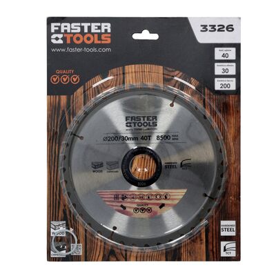 FASTER TOOLS Tarcza widiowa do drewna 200 x 30 mm 40z.