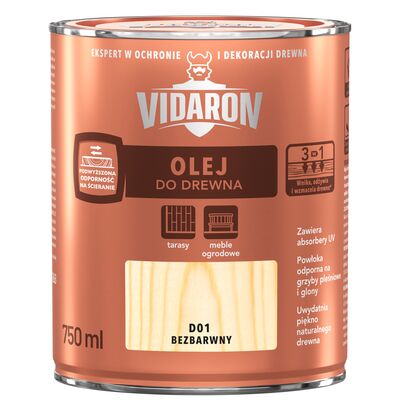 VIDARON Olej do drewna bezbarwny D01 0,75 l