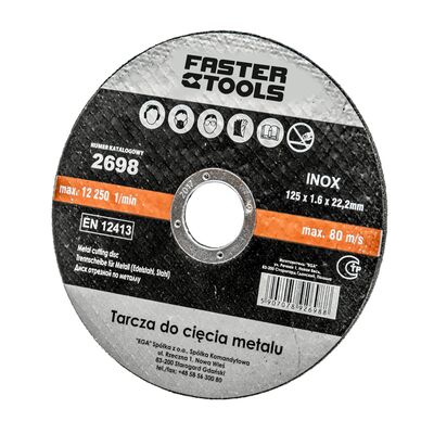 FASTER TOOLS Tarcza do cięcia metalu INOX 125 x 22,2 x 1,6 mm