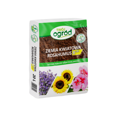 Ziemia kwiatowa Rosahumus + Microstar dom i balkon 20 l TWÓJ OGRÓD