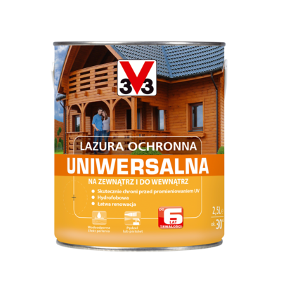 V33 Lazura ochronna uniwersalna Dąb Złocisty 2,5 l