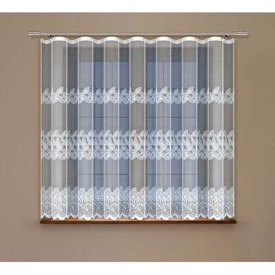 Firanka żakardowa odpasowana z wszytą taśmą marszczącą 160 x 300 cm