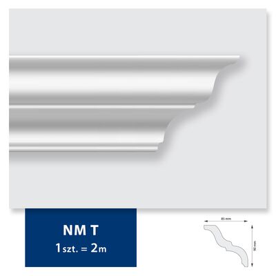Listwa sufitowa z polistyrenu NM T, 2 sztuki 200 x 9 x 8,5 cm biały DMS