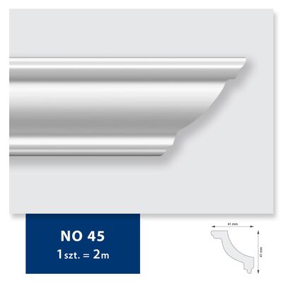 Listwa sufitowa z polistyrenu NO 45, 2 sztuki 200 x 4,1 x 4,1 biały DMS
